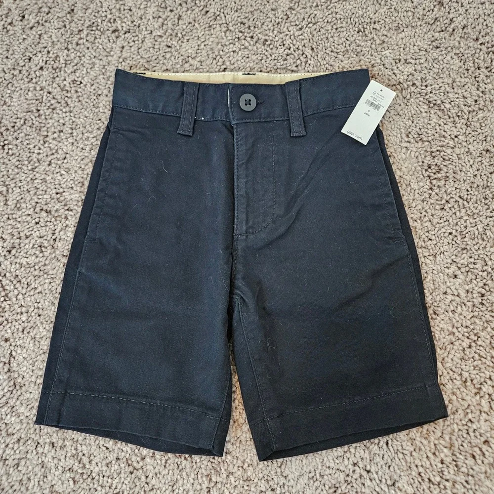 Gap Chino Shorts Kids 5 Lot‎ of 2 Navy Blue Black NEW Adjustable Waist Uniform